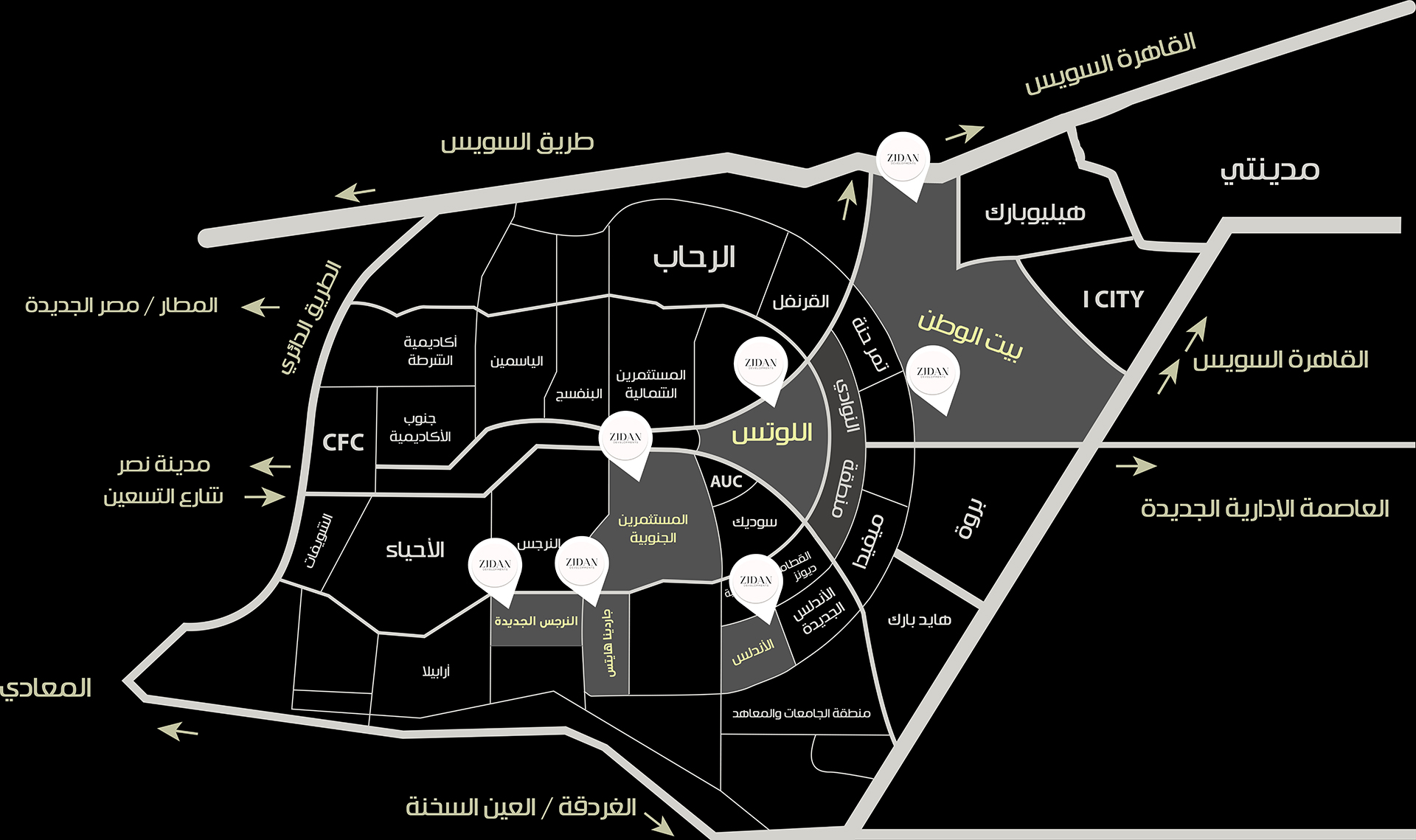 Zidan Projects Map